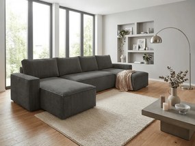 OFERTA Canapea gri inchis in U SMART COSARO 295x140 cm II. calitate