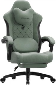 DOWINX Scaun gaming, ergonomic, Incalzire si Masaj cu Role in perna lombara, Șezut cu Arcuri Metalice și Spumă, rabatabil 90°-135°, Suport picioare, rezistent 150 kg, material textil, Verde