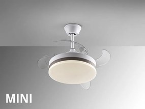 Lustra LED cu Ventilator si telecomanda, lame retractabile Mini Vento alb/bronz