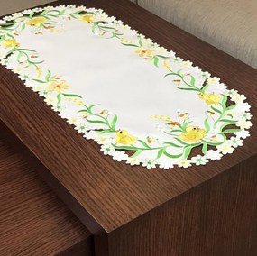 Traversa pentru masa cu motive de pui și flori Lățime: 60 cm | Lungime: 120 cm