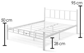 Pat metalic dublu ORMEL 120 x 200 cm, alb, capacitate de încărcare 120 kg