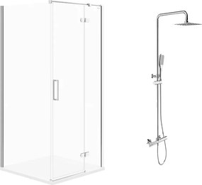 Pachet cabina de dus Cersanit Jota crom 90x90 cm si coloana de dus Omnires Y crom