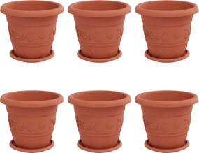 vidaXL Ghivece pentru plante 6 pcs Roșu cărămidă Ø 26 x 21.5 cm