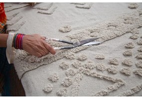 Covor alb lavabil/țesut manual din bumbac 140x200 cm Tribu Natural – Lorena Canals
