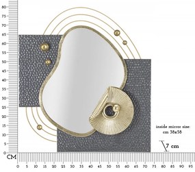 Oglinda decorativa de perete multicolora din metal / sticla, 73 x 7 x 80 cm, Art Mauro Ferreti