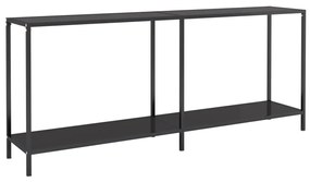 331703 vidaXL Masă consolă,negru, 180x35x75,5 cm, sticlă securizată