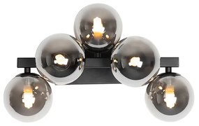 Aplică modernă neagră cu sticlă fumurie 5 lumini - Bianca