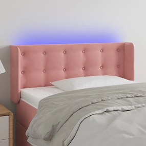 3123711 vidaXL Tăblie de pat cu LED, roz, 93x16x78/88 cm, catifea