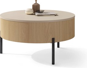 Mazzoni FRIDA Bej (Șampanie) / Stejar Oasis – MĂSUȚĂ DE CAFEA MODERNĂ CU BLAT RABATABIL ȘI SPAȚIU DE DEPOZITARE