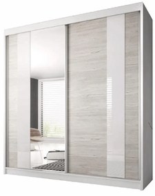 Dulap cu uşi glisante, stejar kathult deschis/alb, 233x218, MULTI 32