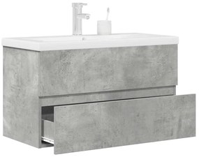 vidaXL Set mobilier de baie, 2 piese, gri beton, lemn compozit