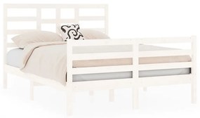 3105831 vidaXL Cadru de pat mic dublu, alb, 120x190 cm, lemn masiv