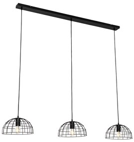 Lampă suspendată industrială neagră cu 3 lumini - Hanze