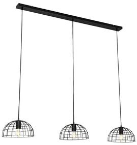 Lampă suspendată industrială neagră cu 3 lumini - Hanze