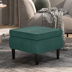 vidaXL Scaun cu picioare din lemn, verde închis, catifea