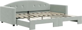 vidaXL Pat de zi cu extensie, gri deschis, 90x190 cm, catifea