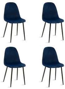 Set 4 scaune dining Elsa Pakoworld catifea albastru-negru