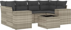 vidaXL Set canapele de grădină cu perne, 7piese gri deschis poliratan