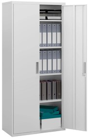 HOMCOM Dulap de Depozitare pentru Birou cu 5 Niveluri, Dulap Metalic cu 2 Uși și 4 Rafturi Reglabile, 80x40x180 cm, Alb