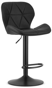 Scaun de bar din piele ecologica cu picior negru WEST, negru