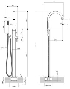 Omnires Y baterie cada-dus stativ crom Y1233-SCR