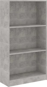 vidaXL Bibliotecă cu 3 rafturi, gri beton, 60x24x109 cm, lemn compozit