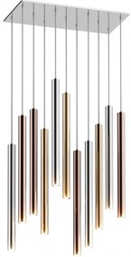 Lustra LED design minimalist cu 11 pendule LOYA crom/ auriu- french gold/ cupru