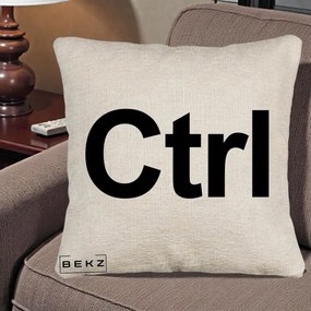 Perna Personalizata Tasta Ctrl Tipografie Bold, 40x40 cm, Bej Canapea, Husa Detasabila, Perna Inclusa, BEKZ®