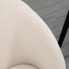 HOMCOM Lot de 2 scaune de sală de mese cu spătar din material textil efect lână buclată și picioare din oțel 55 x 62 x 80 cm bej negru | Aosom Romania
