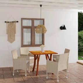 Set mobilier de gradina, 5 piese, bej Bej, Lungime masa 85 cm, 5