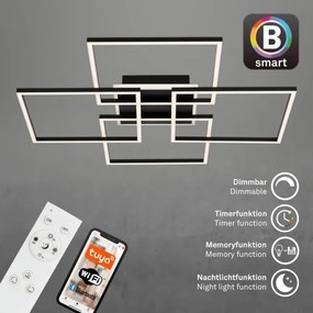 Brilo - Plafonieră LED dimabilă FRAME 50W/230V Wi-Fi Tuya + telecomandă 72,4x72,4cm negru