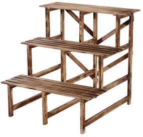 Outsunny scara ghiveci 3 etajere din lemn de brad, 80x80x80 cm | Aosom Ro
