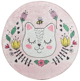 Covor de Copii Rotund Pisica Sophie, Multicolor, 200x200 cm