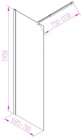 Cabină de duș Walker WI01-70 70x195 cm, cu sticlă de 8 mm