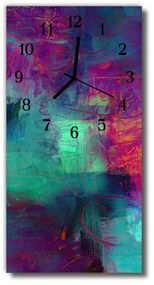 Ceas de perete din sticla vertical Linii de culoare abstract