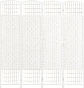 HOMCOM Paravan de Interior cu 4 Panouri Pliabile, Împletit din Sfoară de Hârtie și Lemn, 160x1,5x170 cm, Alb | Aosom Romania
