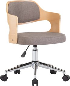 vidaXL Scaun de masă pivotant, gri taupe, lemn curbat/material textil