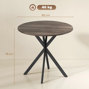 HOMCOM Masă Da Dining Rotund Stil Industrial Con Picioare în X Ø80x75 cm | Aosom Romania