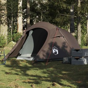 vidaXL Cort de camping tunel pentru 3 persoane, maro, impermeabil