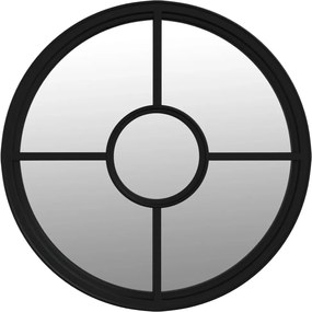 vidaXL Oglindă de grădină rotundă, negru, 60x4 cm, fier, uz exterior