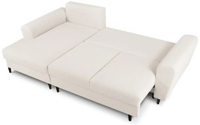 Colțar bej extensibil, cu spațiu de depozitare cu tapițerie din țesătură bouclé (cu colț pe partea stângă, cu șezlong) Kyoto – Cosmopolitan Design