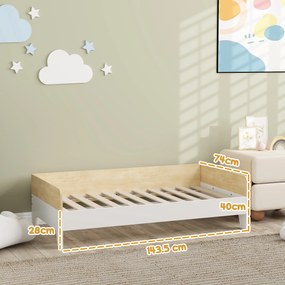 AIYAPLAY Pat pentru Copii 3-8 Ani, 143,5x74 cm, cu Panouri Laterale Înalte, Profil Jos, Alb | Aosom Romania