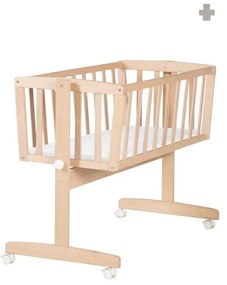 Pătuț leagăn în culoare naturală din lemn de fag cu roți/cu baldachin 40x90 cm Adam and Owl – Roba