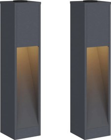 vidaXL Lampa de parcurs LED solar 2 pcs Antracit Oțel laminat la rece