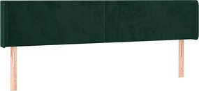 vidaXL Tăblie de pat cu aripioare verde închis 163x16x78/88 cm catifea
