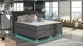 Pat tapitat boxspring, cu spatiu pentru depozitare, echipat cu LED, 160X200 cm, Amadeo 1, Eltap (Culoare: Alb)