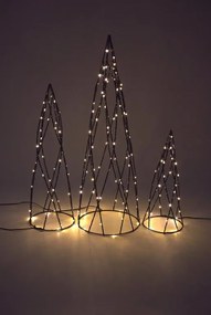 Set de piramide metalice, 154 LED-uri, alb cald.