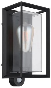 Aplică de exterior cu senzor Globo 31982SS LOGANA 1xE27/60W/230V IP44 negru