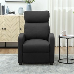 HOMCOM Fotoliu de Relaxare Reclinabil Manual cu Suport pentru Picioare din Țesătură Neagră | Aosom Romania