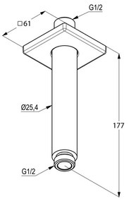 Brat de dus vertical Kludi, A-QA, 15 cm, crom